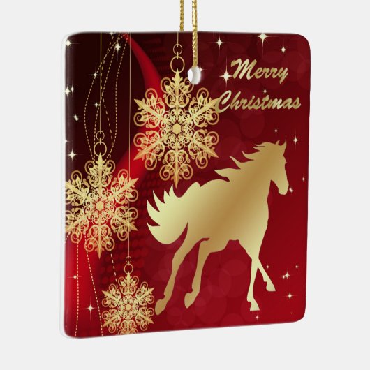 Gold Horse Merry-keramisch Ornament (Rechts)