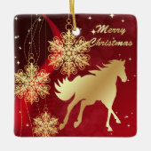 Gold Horse Merry-keramisch Ornament (Voorkant)