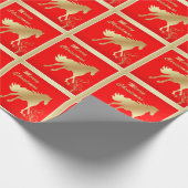 Gold Horse op Red Merry Kerstmis Cadeaupapier (Hoek)