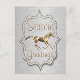 Gold Horse op Silver Holiday Feestdagenkaart