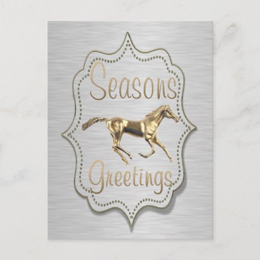 Gold Horse op Silver Holiday Feestdagenkaart (Voorkant)