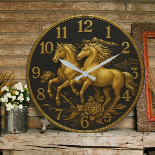 Gold horse plated equestrian elegant rustic luxury grote klok