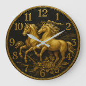 Gold horse plated equestrian elegant rustic luxury grote klok (Voorkant)
