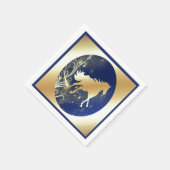 Gold Horse print met donkerblauwe luiers Servet (Hoek)