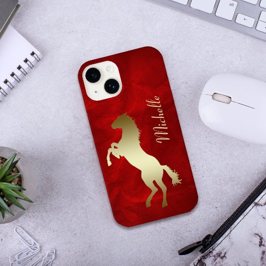 Gold Horse Red, speciaal gepersonaliseerd Case-Mate iPhone Case