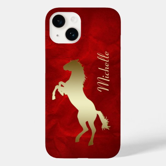 Gold Horse Red, speciaal gepersonaliseerd Case-Mate iPhone Case (Achterkant)