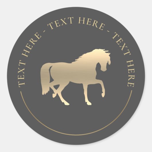 Gold Horse Ronde Sticker (Voorkant)