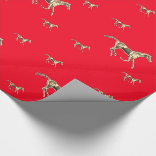 Gold Horses op papier met rode cadeau (Hoek)