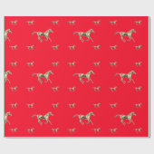 Gold Horses op papier met rode cadeau (Vlak)