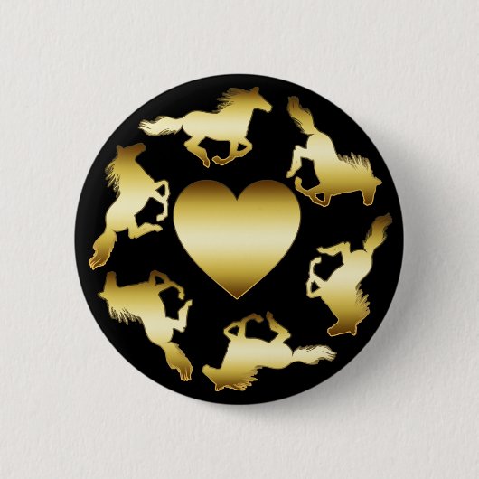 GOLD HORSES RING RONDE BUTTON 5,7 CM (Voorkant)