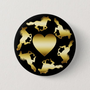 GOLD HORSES RING RONDE BUTTON 5,7 CM