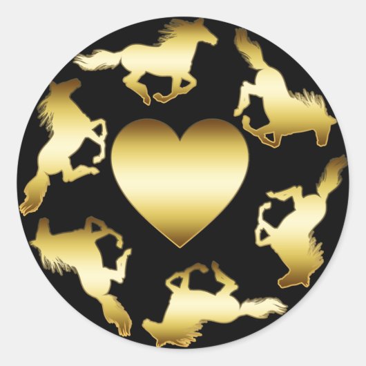 GOLD HORSES RING RONDE STICKER (Voorkant)