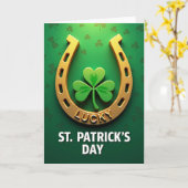 Gold Horseshoe Lucky St Patricks Card Kaart (Gele Bloem)