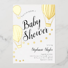 Gold Hot Air Ballon Baby shower Folie Uitnodiging