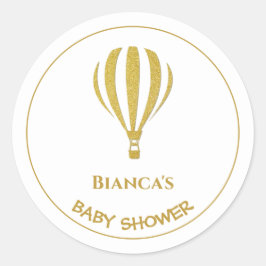 Gold Hot Air Ballon Baby shower Ronde Sticker