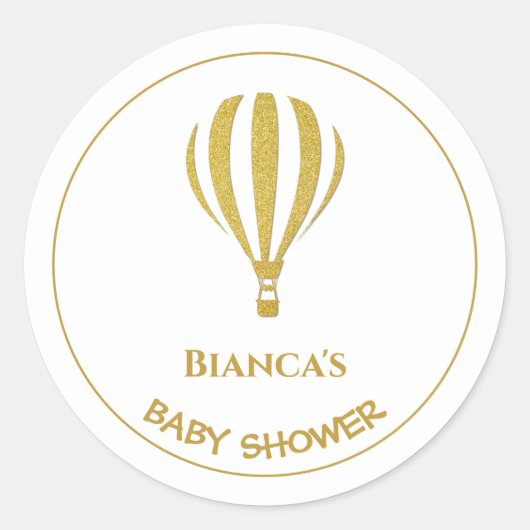 Gold Hot Air Ballon Baby shower Ronde Sticker (Voorkant)