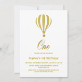 Gold Hot Air ballon, eerste verjaardag Kaart (Voorkant)