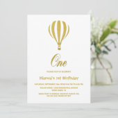 Gold Hot Air ballon, eerste verjaardag Kaart (Staand voorkant)