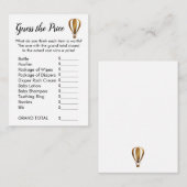 Gold Hot Air ballon raden de prijs-gamekaarten Informatiekaartje (Voorkant / Achterkant)