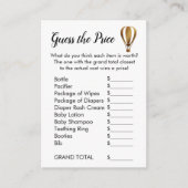 Gold Hot Air ballon raden de prijs-gamekaarten Informatiekaartje (Voorkant)