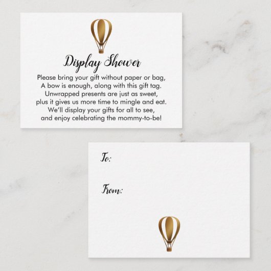 Gold Hot-Air-ballonbeeldscherm - Insteekkaarten Informatiekaartje (Voorkant / Achterkant)