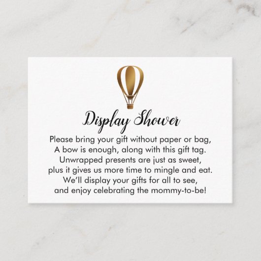 Gold Hot-Air-ballonbeeldscherm - Insteekkaarten Informatiekaartje (Voorkant)