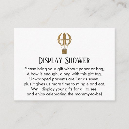 Gold Hot-Air-ballonbeeldscherm met insteekkaart Informatiekaartje (Voorkant)