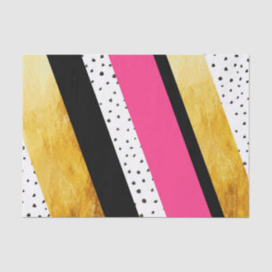 Gold Hot Pink Black White Stippen Stripes Tissue Tissuepapier