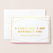 Gold & Hot Pink Geometric Be My Bridesmaid Folie Kaarten (Voorkant met envelop)