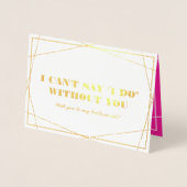 Gold & Hot Pink Geometric Be My Bridesmaid Folie Kaarten (Voorkant)