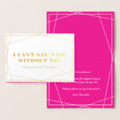 Gold & Hot Pink Geometric Be My Bridesmaid Folie Kaarten (Display)