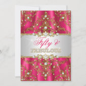 Gold & Hot Pink Pearl Damask 50 en Fabulous Kaart (Voorkant)