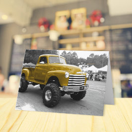 Gold Hot Rod Truck-Wenskaart uit de jaren 50 Kaart