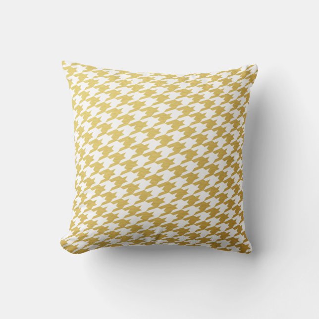 Gold Houndstooth Pattern Sierkussen (Voorkant)