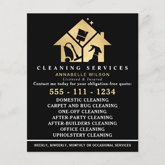Gold House Cleaning Services Flyer (Voorkant)