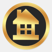 Gold House Icon Ronde Sticker (Voorkant)