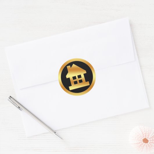 Gold House Icon Ronde Sticker (Envelop)