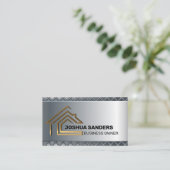 Gold House Line Logo | Onroerend goed Visitekaartje (Staand voorkant)