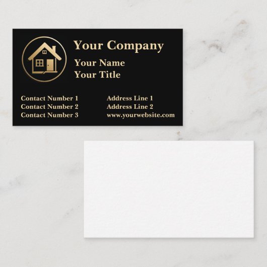 Gold House Logo makelaar Visitekaartje (Voorkant / Achterkant)