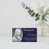 Gold House Logo Real Estate Realtor Navy Foto Visitekaartje (Staand voorkant)