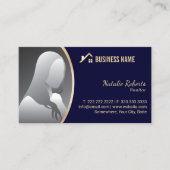 Gold House Logo Real Estate Realtor Navy Foto Visitekaartje (Voorkant)