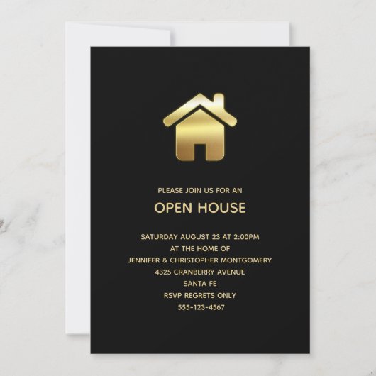 Gold House Symbol Open House Uitnodiging (Voorkant)