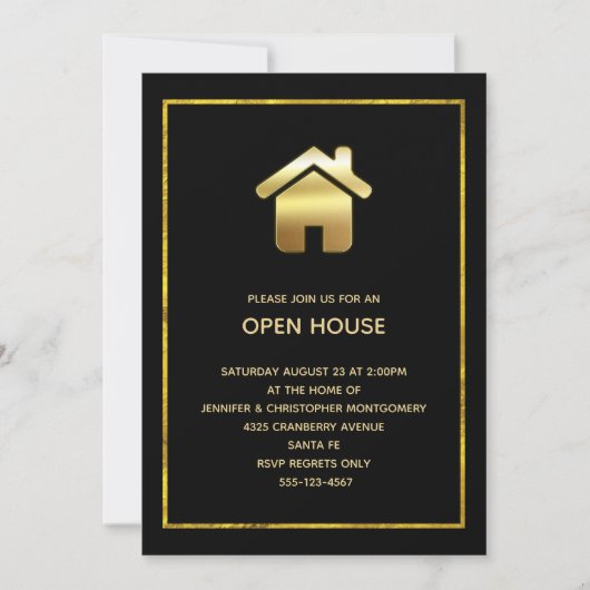 Gold House Symbol Open House Uitnodiging (Voorkant)
