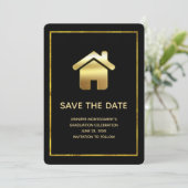 Gold House Symbol Real Estate Afstuderen Save The Date (Staand voorkant)