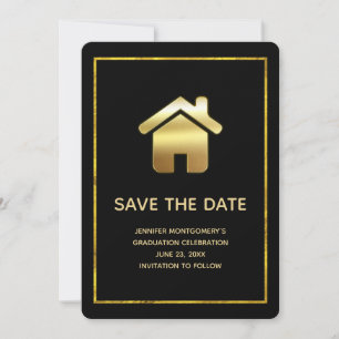 Gold House Symbol Real Estate Afstuderen Save The Date