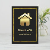 Gold House Symbool Real Estate Design Dank u Bedankkaart (Staand voorkant)