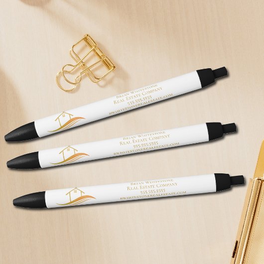 Gold House Vastgoed Bedrijf Aangepaste Marketing Zwarte Inkt Pen