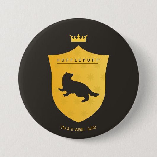 Gold HUFFLEPUFF™ Crowning Crest Ronde Button 7,6 Cm (Voorkant)