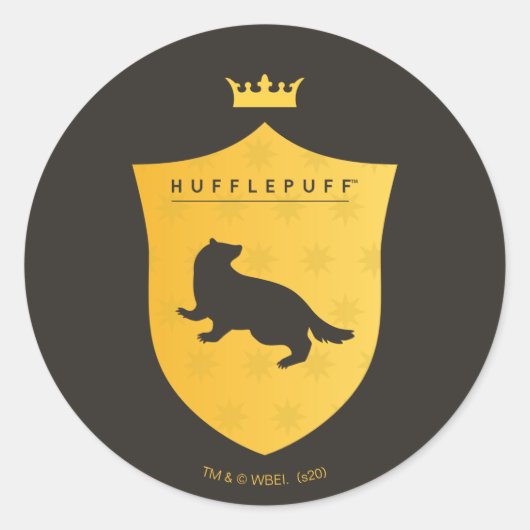 Gold HUFFLEPUFF™ Crowning Crest Ronde Sticker (Voorkant)