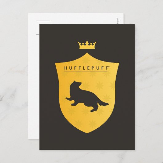 Gold HUFFLEPUFF™ Crowning Crest Uitnodiging Briefkaart (Voorkant / Achterkant)